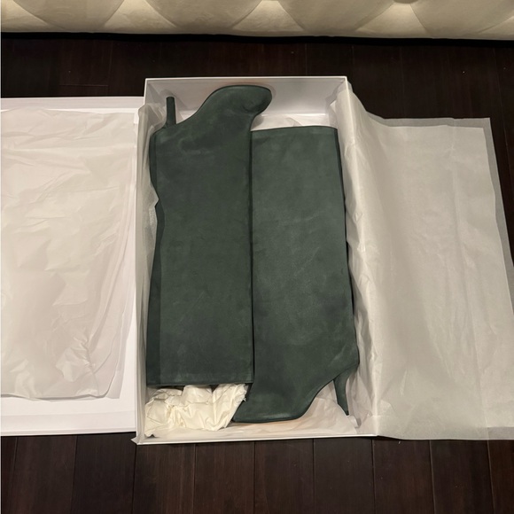 BNIB MM6 Maison Margiela Anatomical 70mm Suede Boots Size 38 Green - Picture 6 of 6